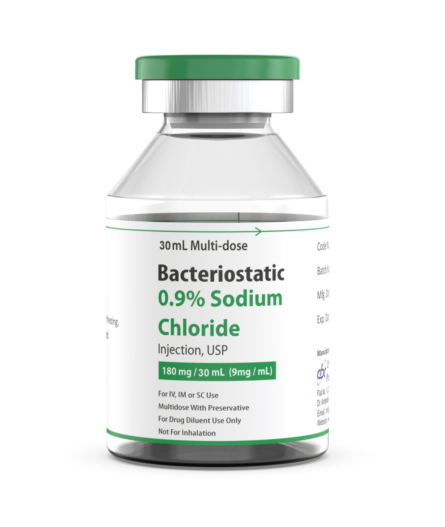Bacteriostatic 0.9 Sodium Chloride 30ml x 1 QTY Vial