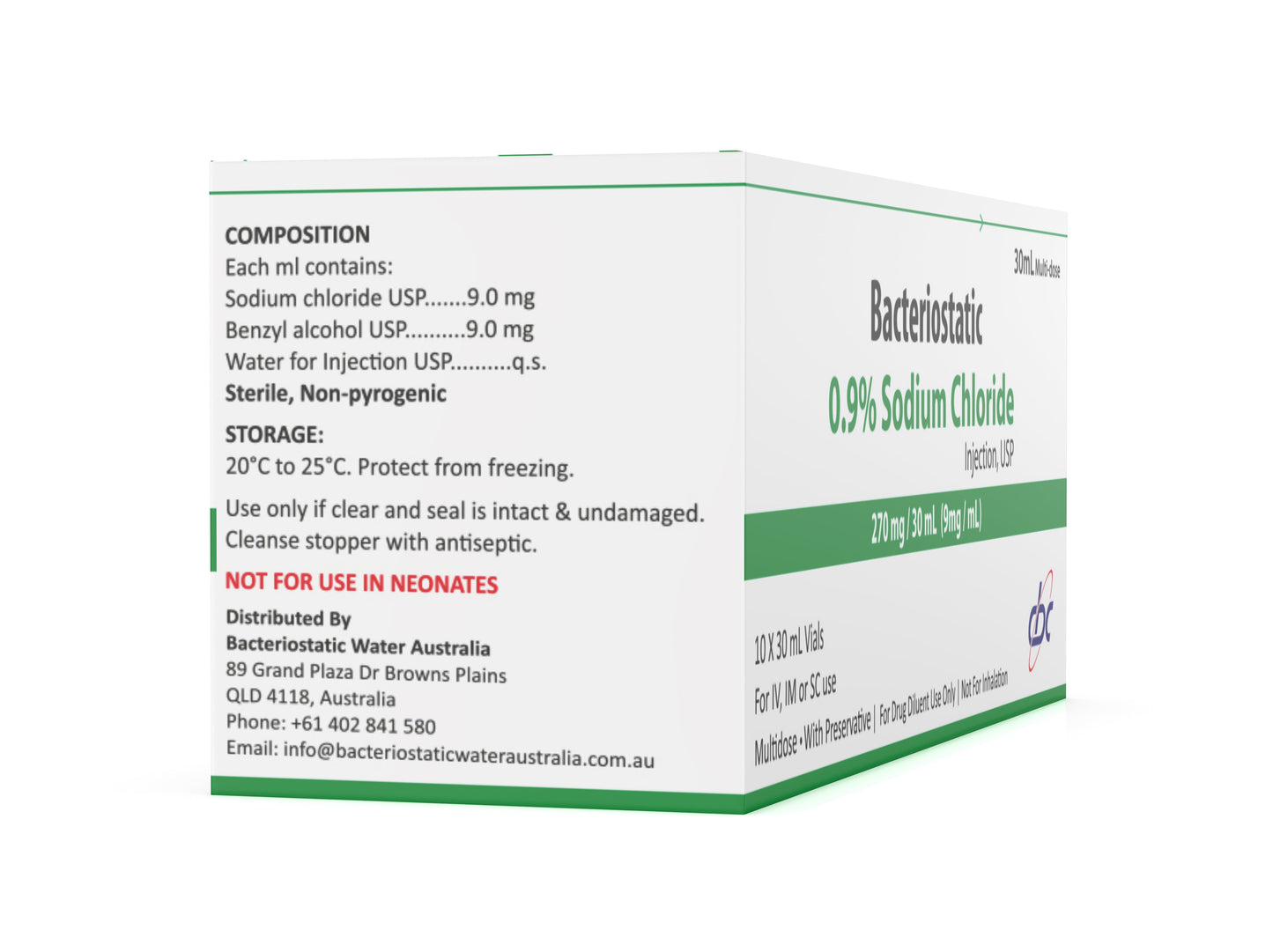 Bacteriostatic Sodium Chloride 30ml Pack (10 QTY in 1 Box)
