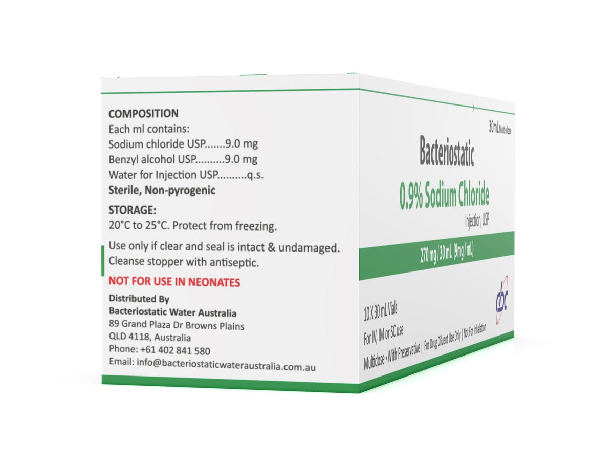 Bacteriostatic Sodium Chloride 30ml Pack (10 QTY in 1 Box) - Bacteriostatic Water USA