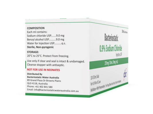 Bacteriostatic Sodium Chloride 30ml Pack (10 QTY in 1 Box) - Bacteriostatic Water USA