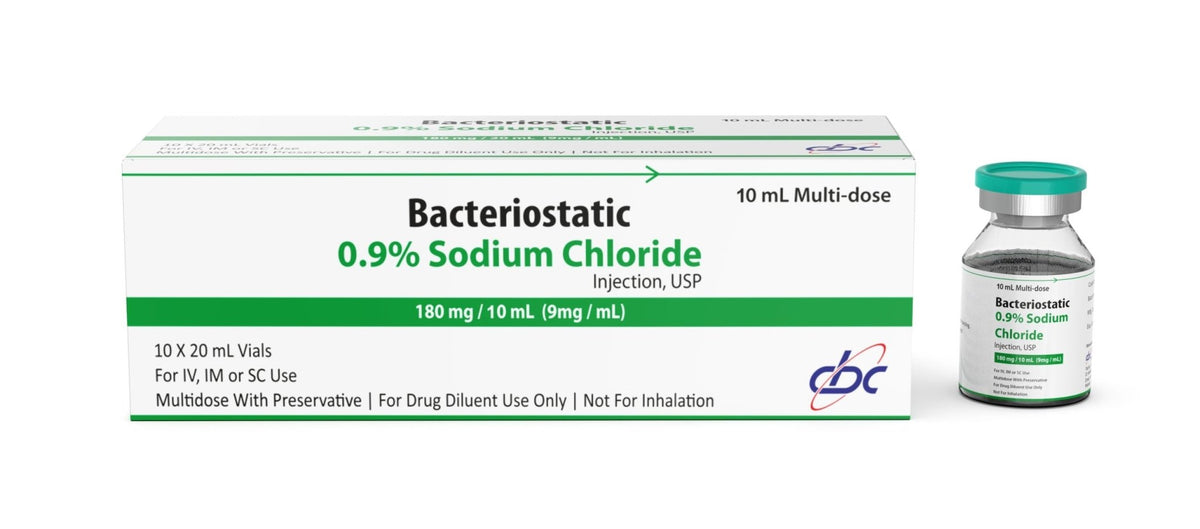 Bacteriostatic Sodium Chloride (Preserved Saline) 10ml x 10 QTY - Bacteriostatic Water USA