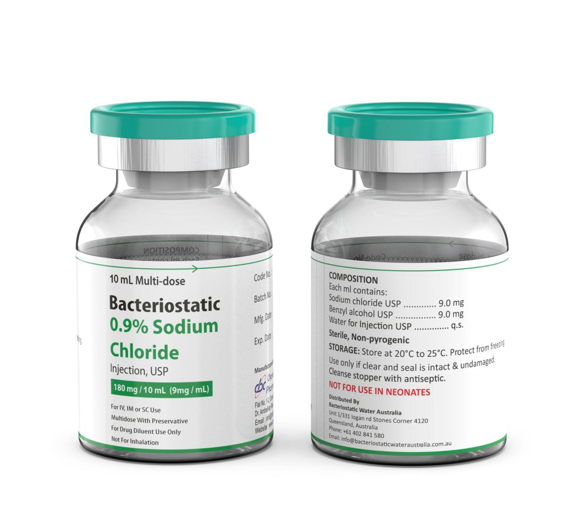 Bacteriostatic Sodium Chloride (Preserved Saline) 10ml x 2 QTY - Bacteriostatic Water USA