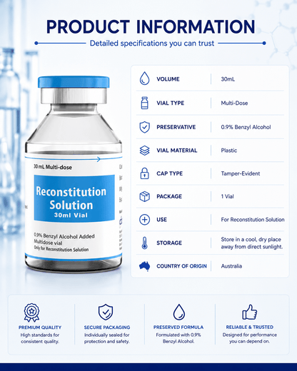 Reconstitution Solution 30ml x 1 QTY Vial - Bacteriostatic Water USA