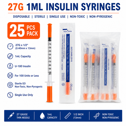 Syringe 27G X 1/2 - 1.0mL x 25 QTY